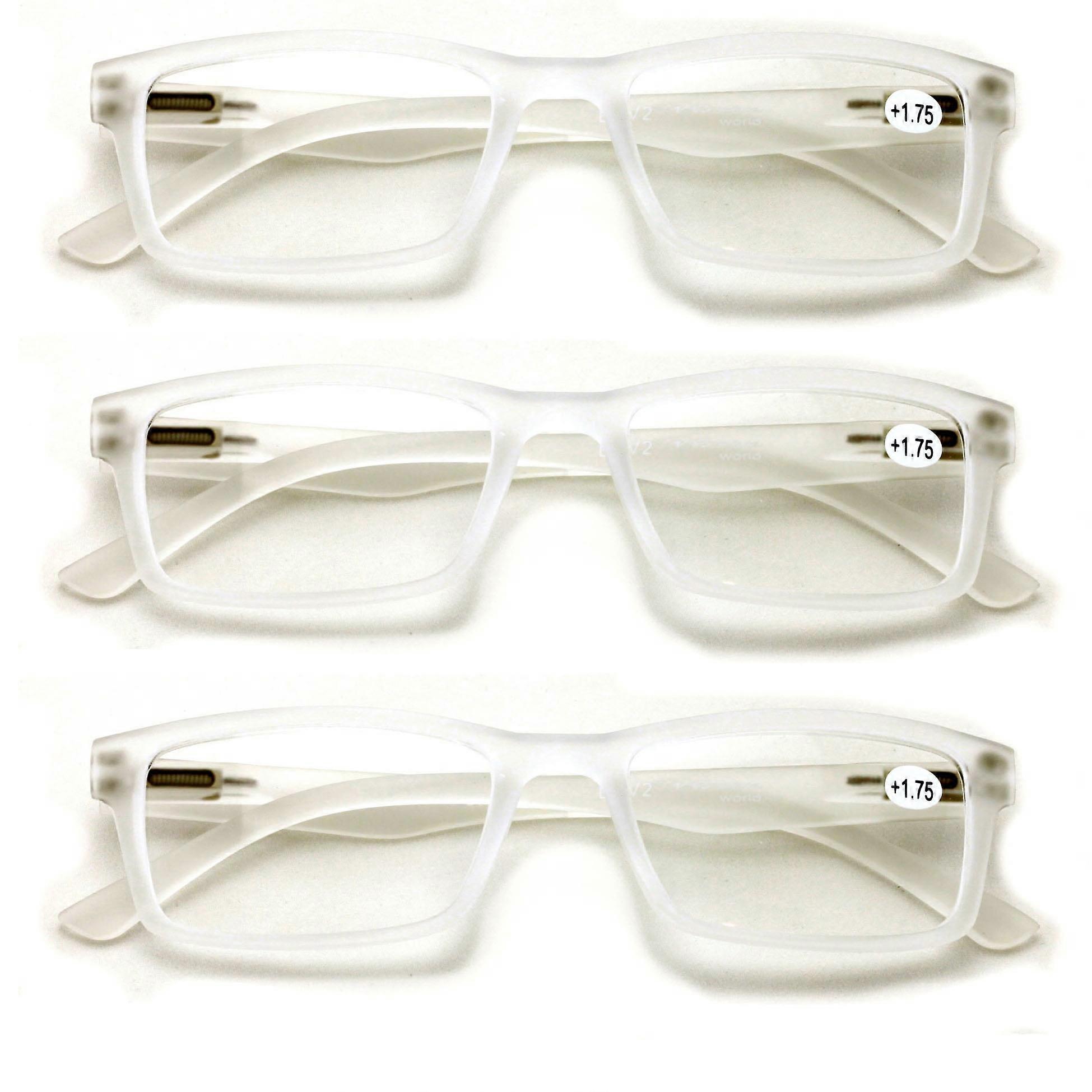 3 Pairs Men Lightweight Rectangular Unisex Readers with Spring Hinge - Soft Matte Rubberized Reading Glasses - Spring Hinge