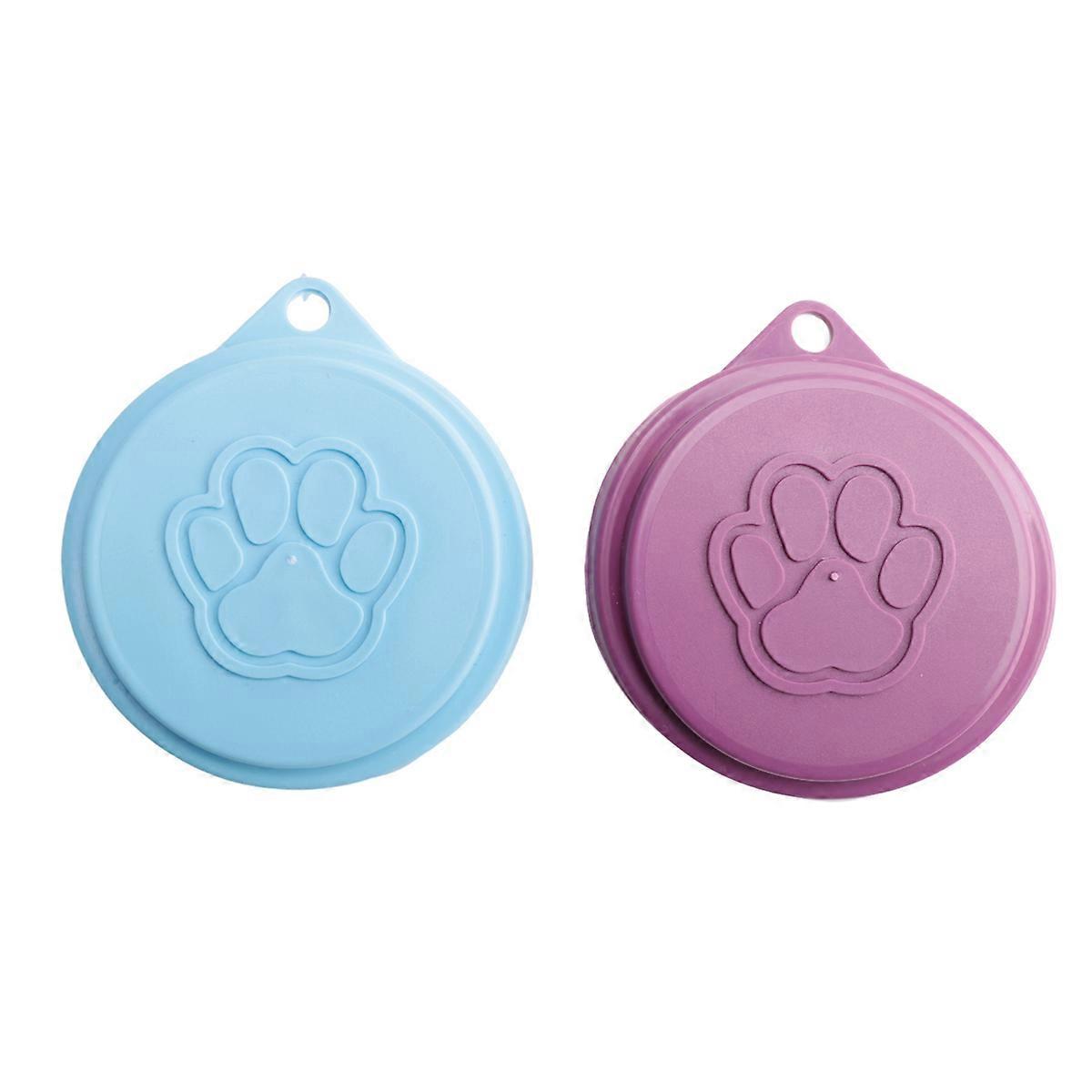2 Pcs Reusable Pet Dog Can Tin Food Covers With Pet-Random Color
