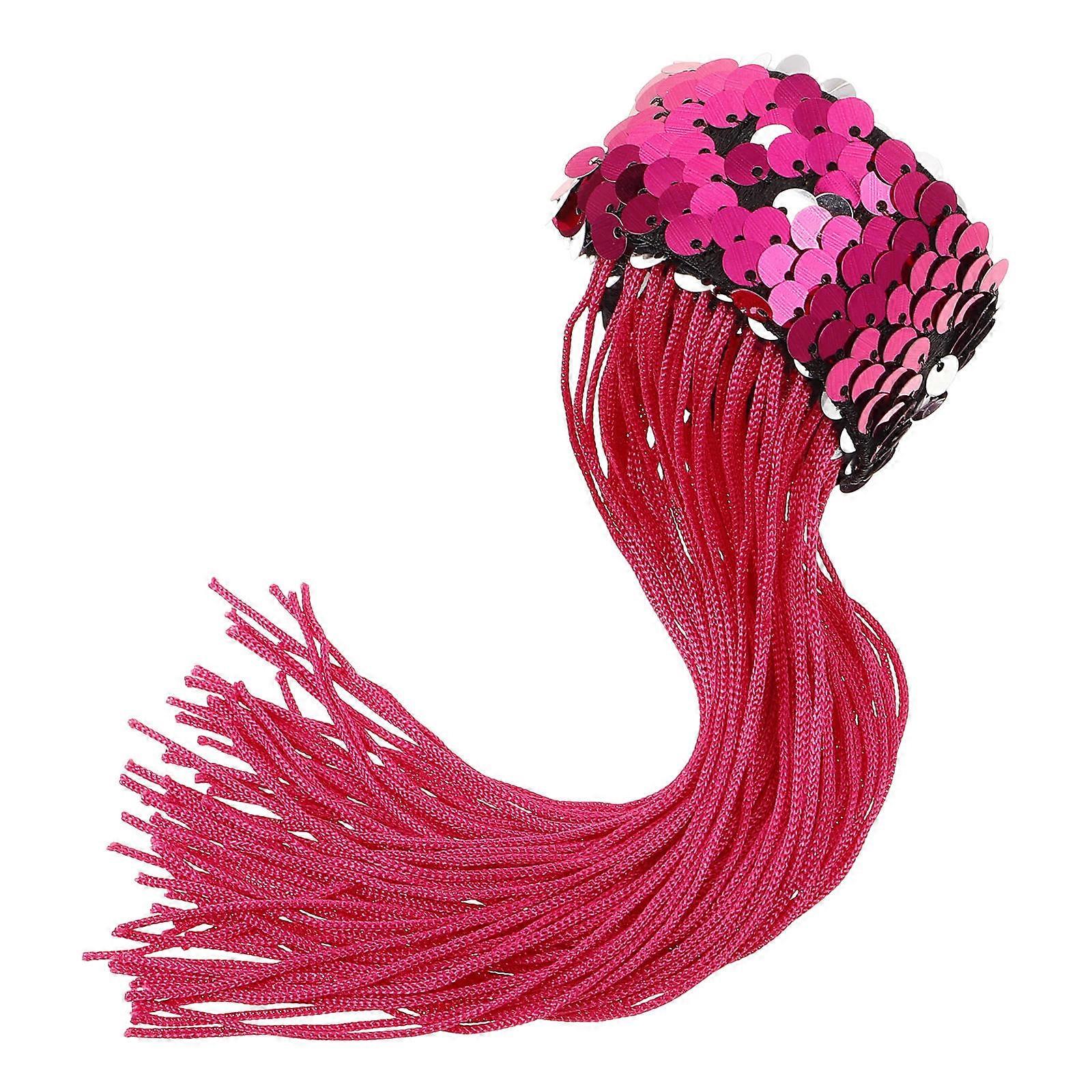 Sequin Tassel Slap Bracelet for Party 2Pcs Red Festival Wristband