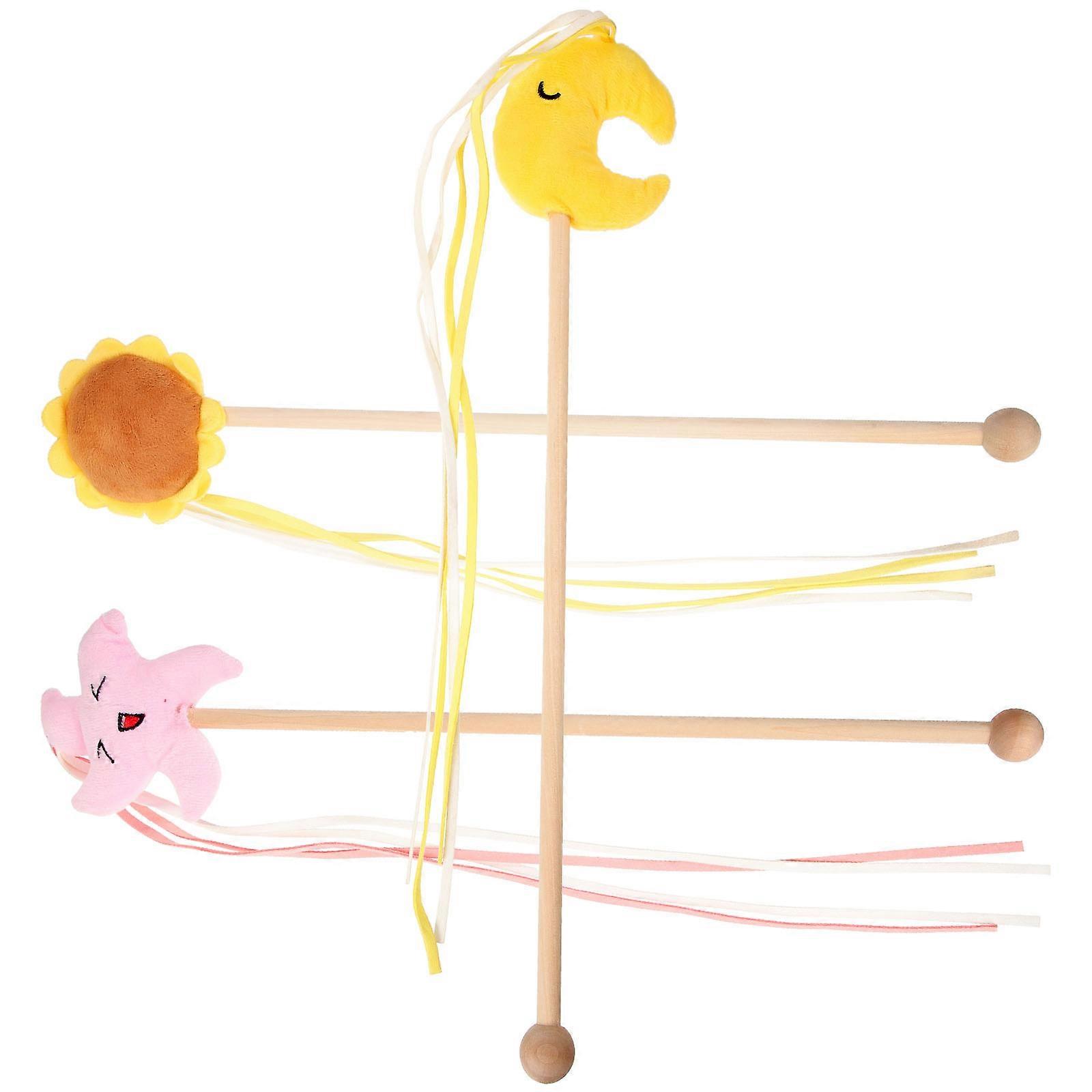 Interactive Cat Teaser Stick Toy Set For Indoor Playtime And Training With Assorted Color And Teeth Grinding Function 3Pcs