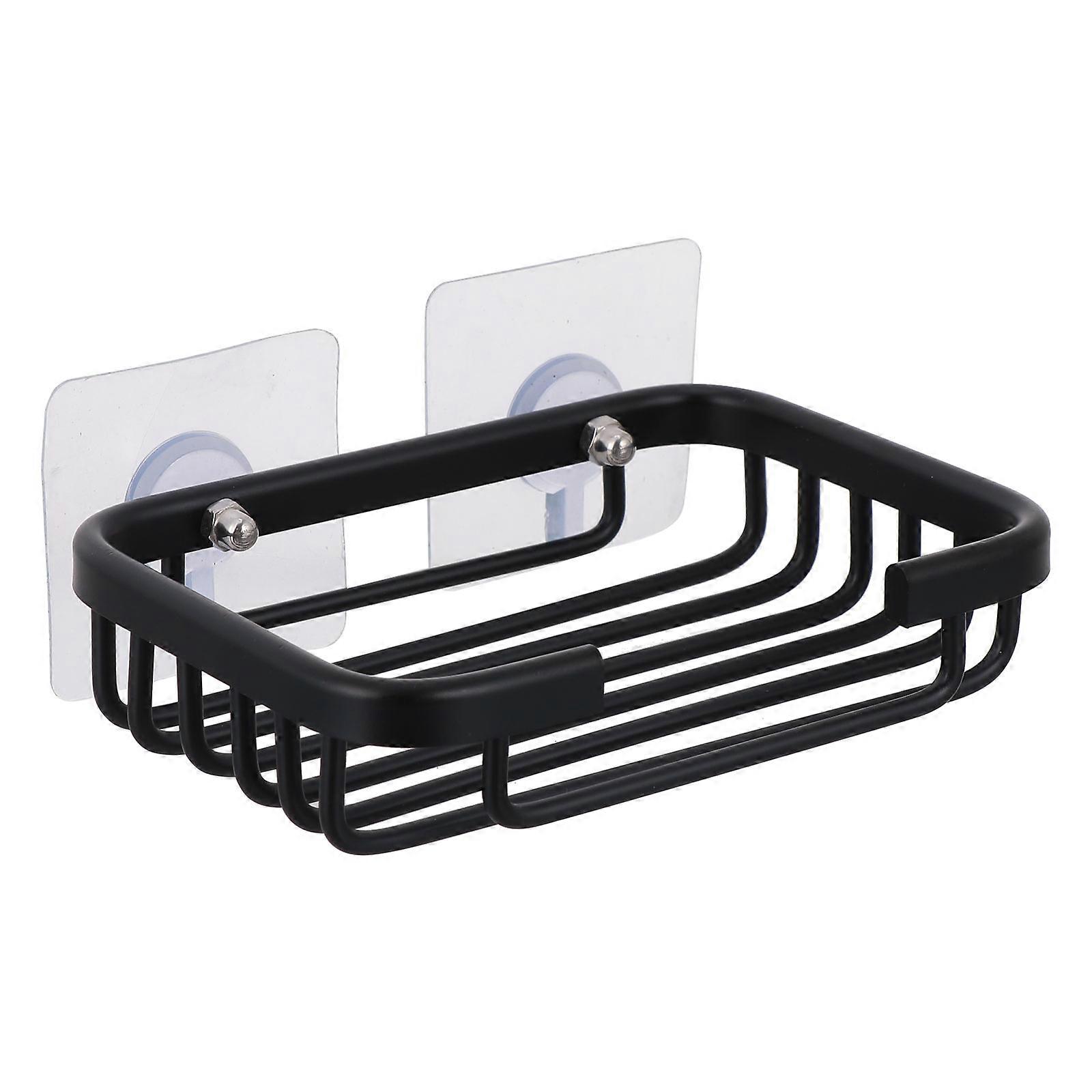 Soap Dish Holder Aluminium Rack for Storage 2Sets Black Self-Draining Design