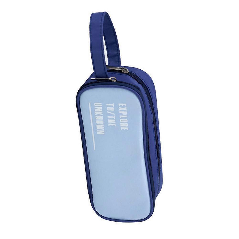 Large Capacity Pencil Bag Portable 2Pcs Pencil Pouch for Home Use Blue