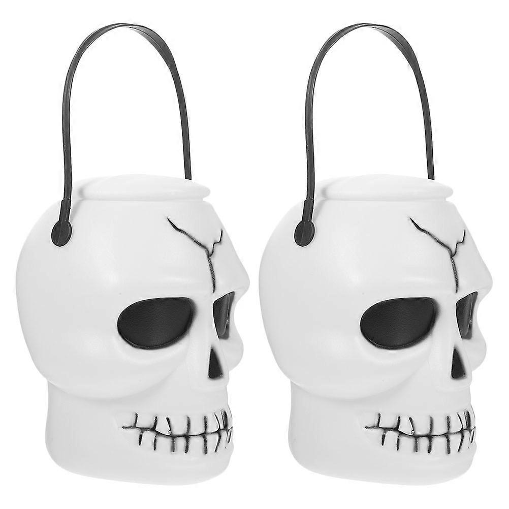 Plastic Skull Halloween Candy Buckets with Lid for 6Pcs Treat Containers