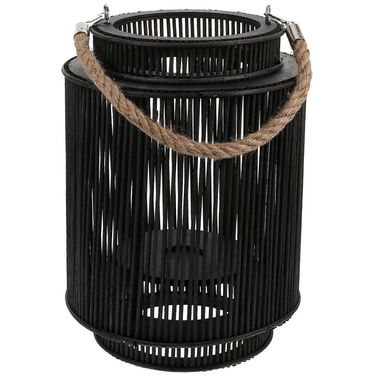 Black Rattan-Woven Lantern Decorative Item For Festive Mood Creation In Balcony Kitchen 1Pc