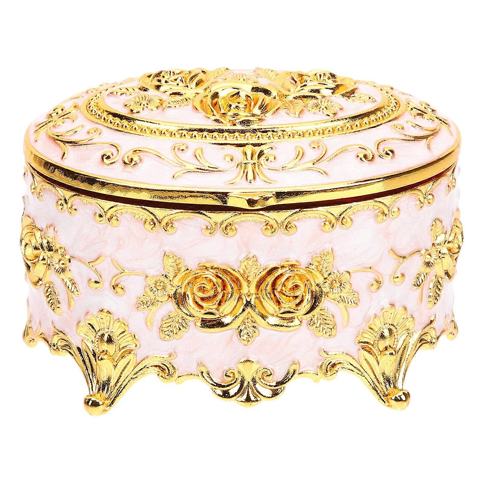Jewelry Organizer Box Retro Metal Jewelry Storage Case for Family Use Alloy Multi Color Dustproof Scratchproof 1Set