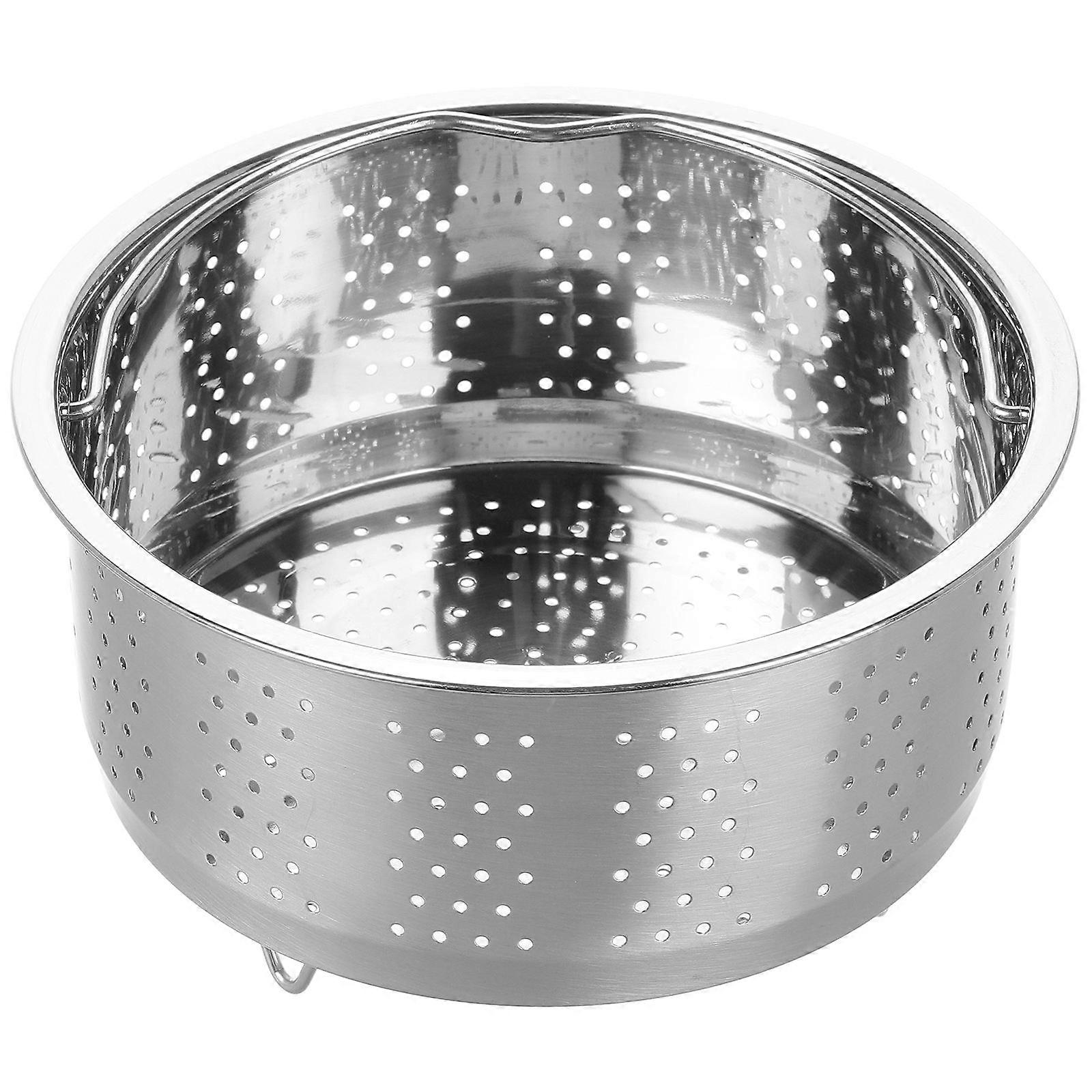 Silver Stainless Steel Steamer Basket for Pot Use 3Pcs Set