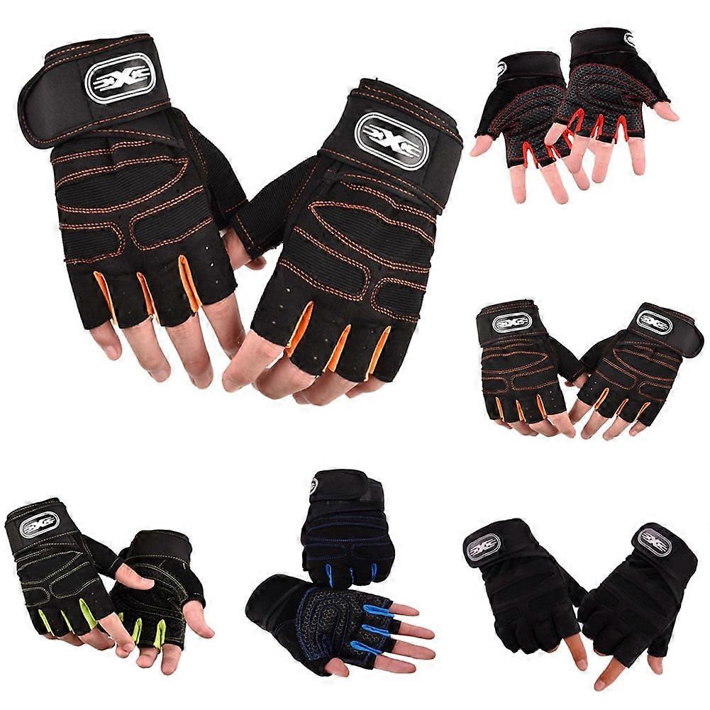 Cheers.US Half Finger Workout Gloves with Wrist Support for Men, M
