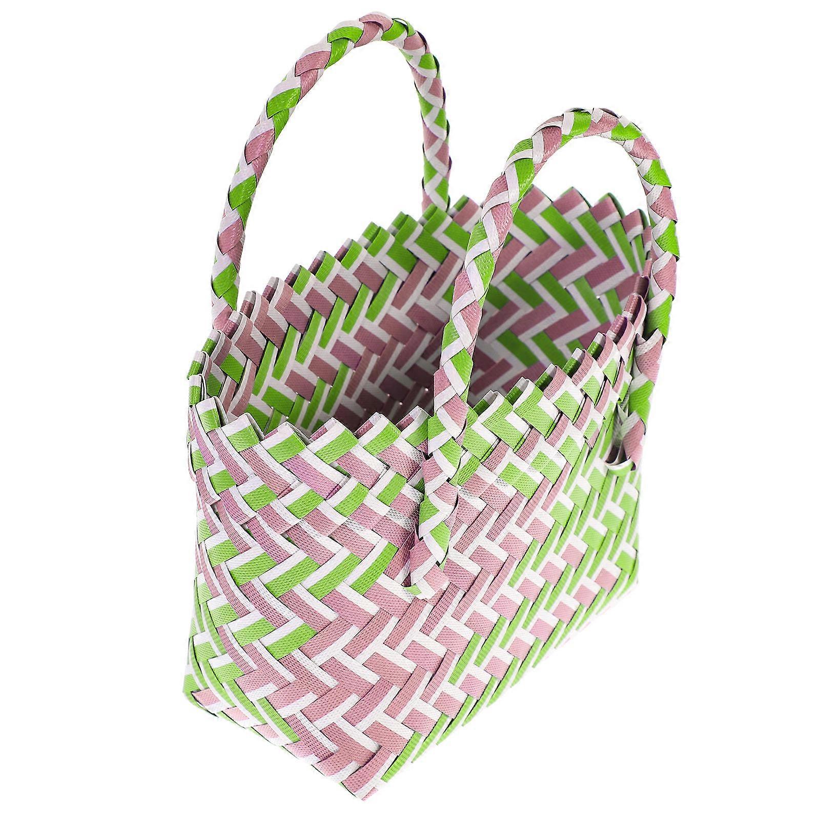 4Pcs Colored Woven Basket for Storage Multi-Functional Reusable Tote Bags