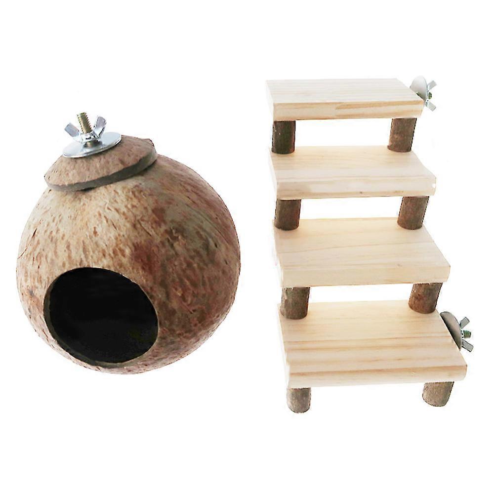 Natural Hamster Nest Coconut Shell Pet Toy for Playing 4Pcs