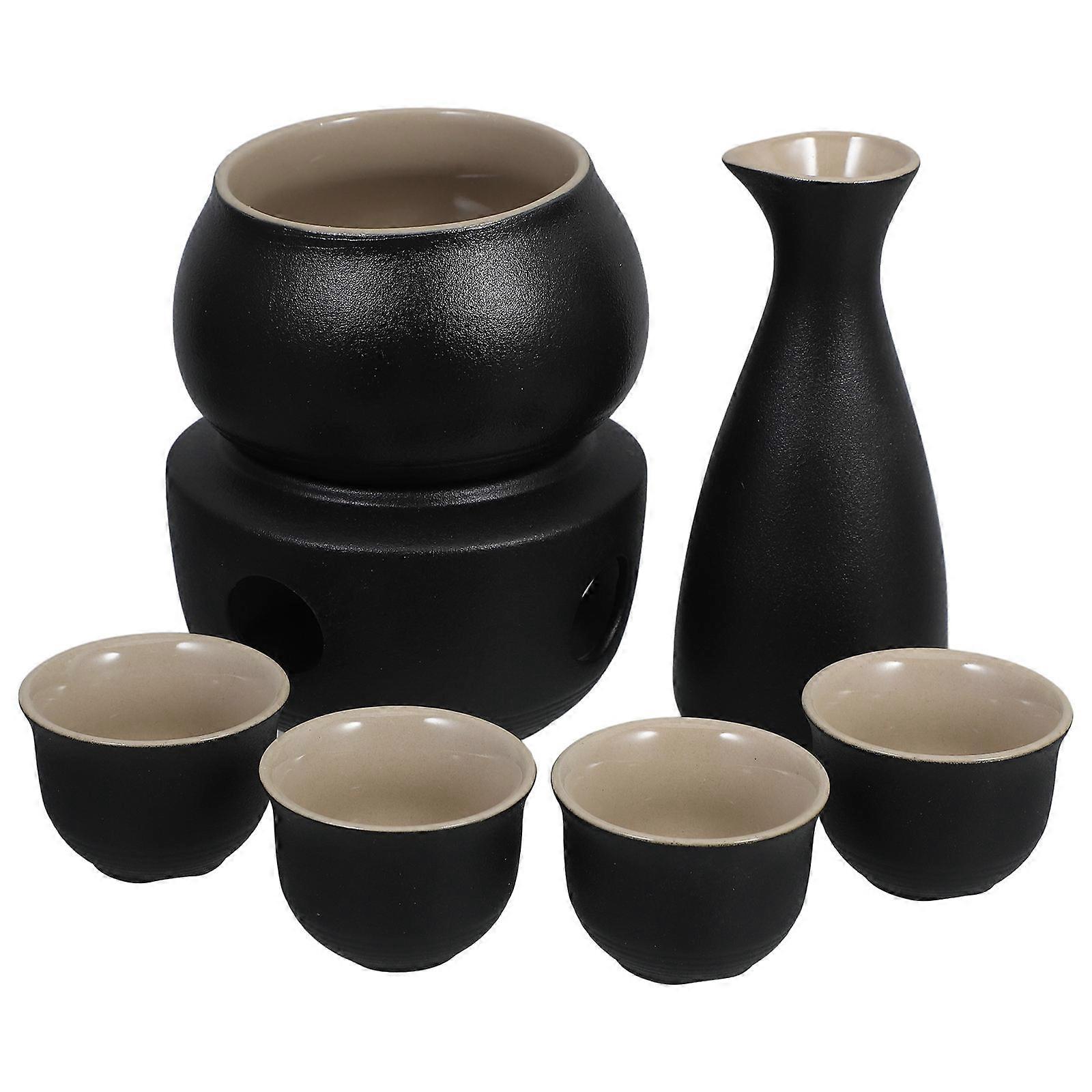 Japanese Sake Set Vintage Ceramic Sake Serving and Cups for Banquet 11.10X6.80X6.80cm Temperature Control 1Set