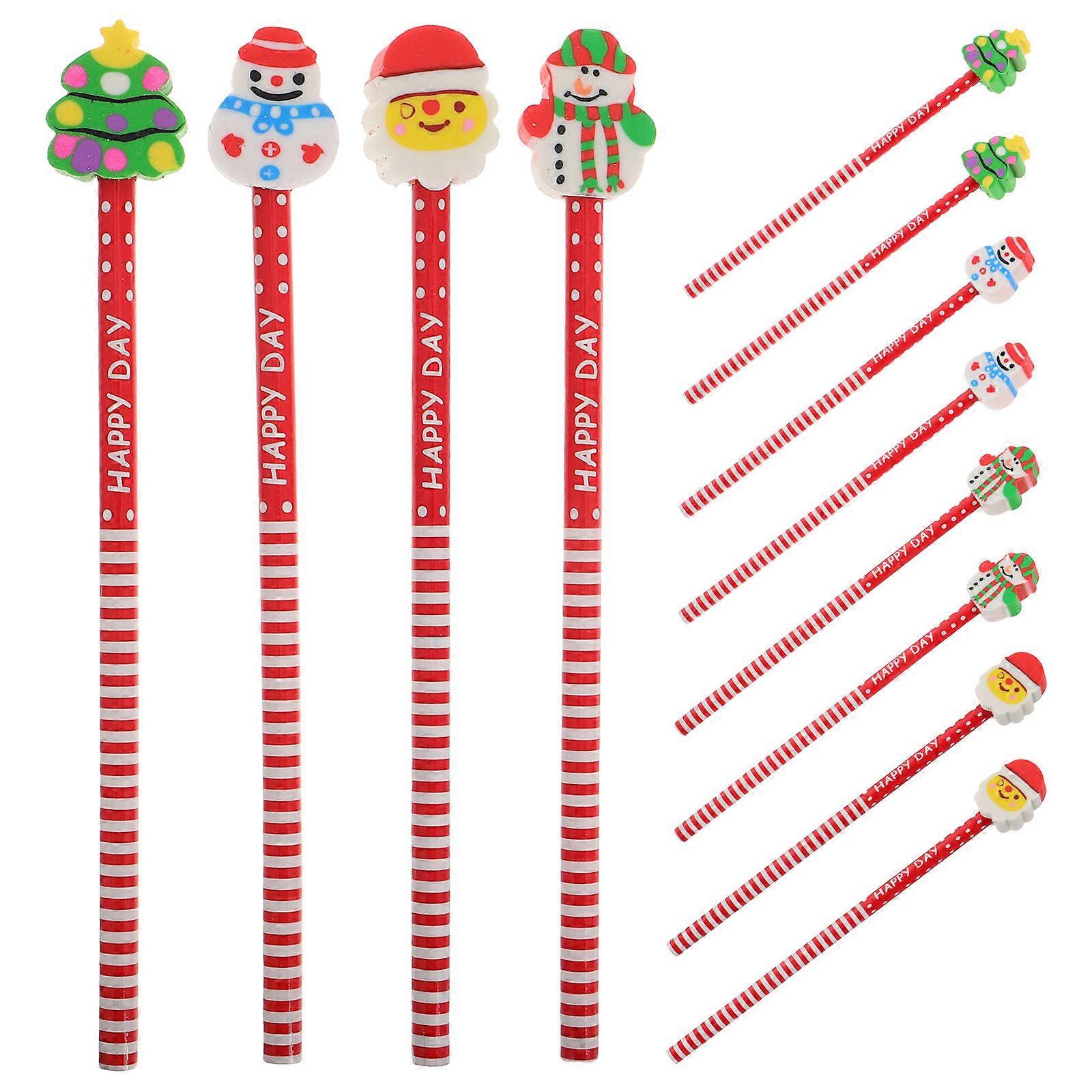 Creative Stationery Pencil For Kids School Supplies With Rubber Sleeves Assorted Color 12Pcs For Christmas Gift Giving