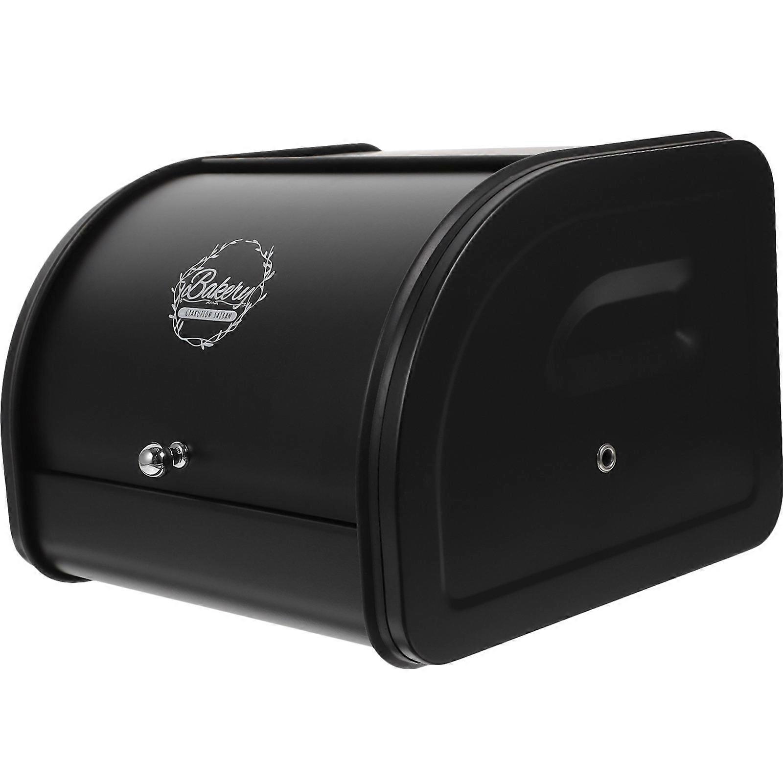 Loaf Storage Container With Lid Metal Bread Bin For Kitchen Accessories Black Rectangular Storage 1Pcs