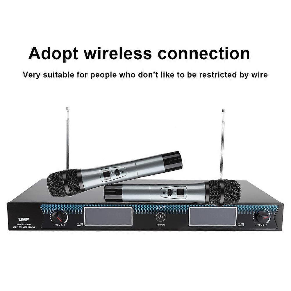 Dual UHF Wireless Handheld Mic Kit with Receiver for Karaoke