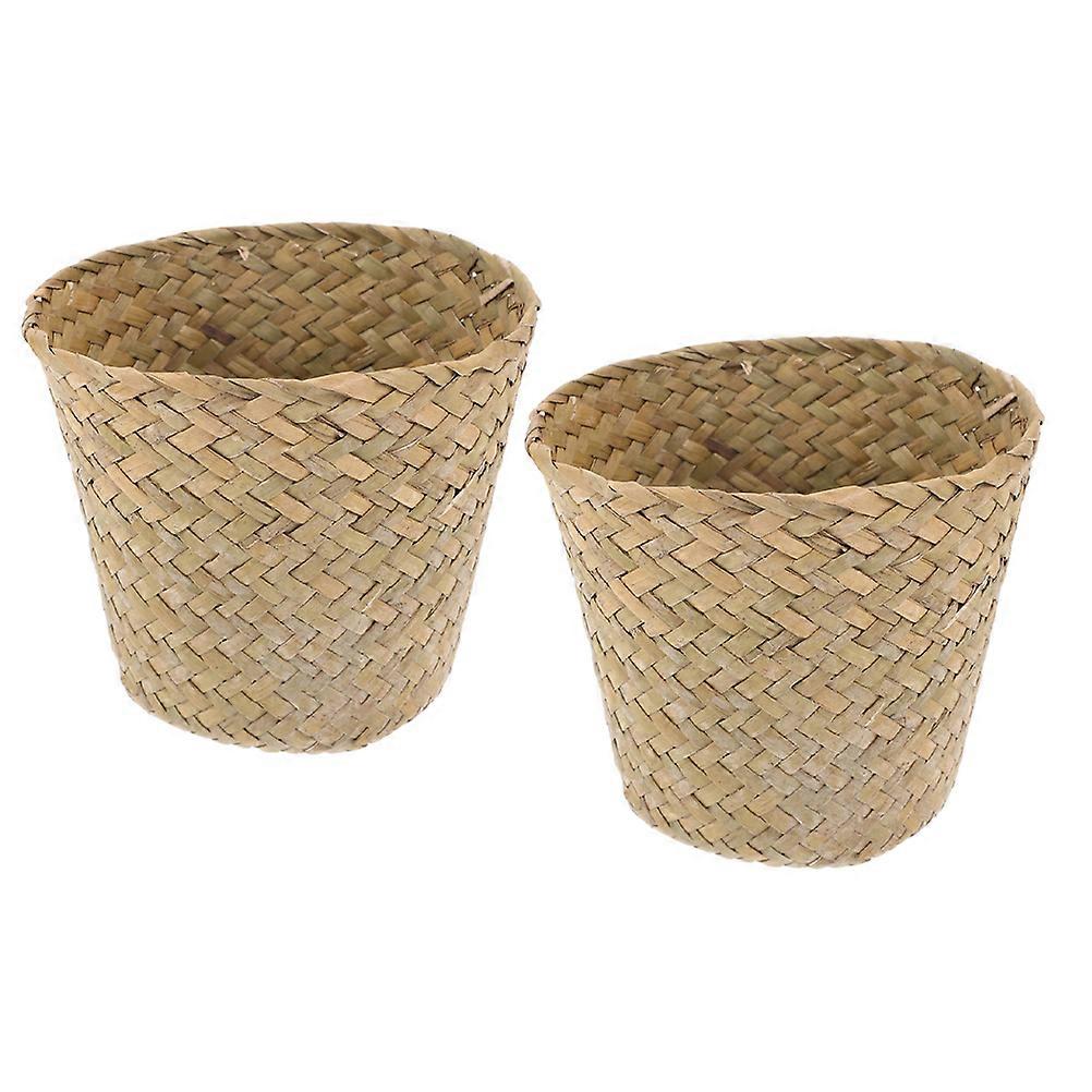 Straw Storage Basket for Bathroom 6Pcs Woven Trash Container