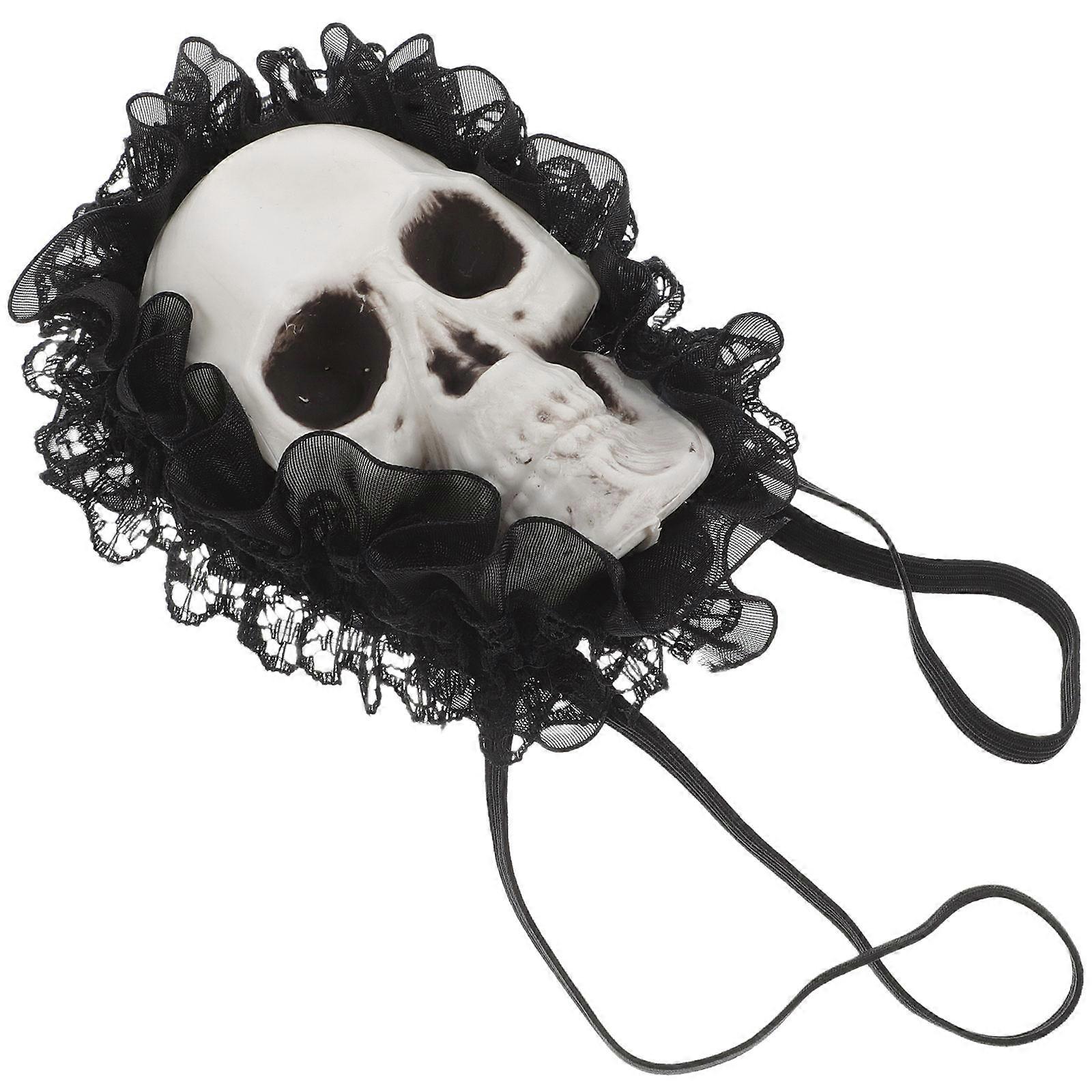 Skull Eye Patch Gothic Style Mask for Cosplay 2Pcs with Lace Accent