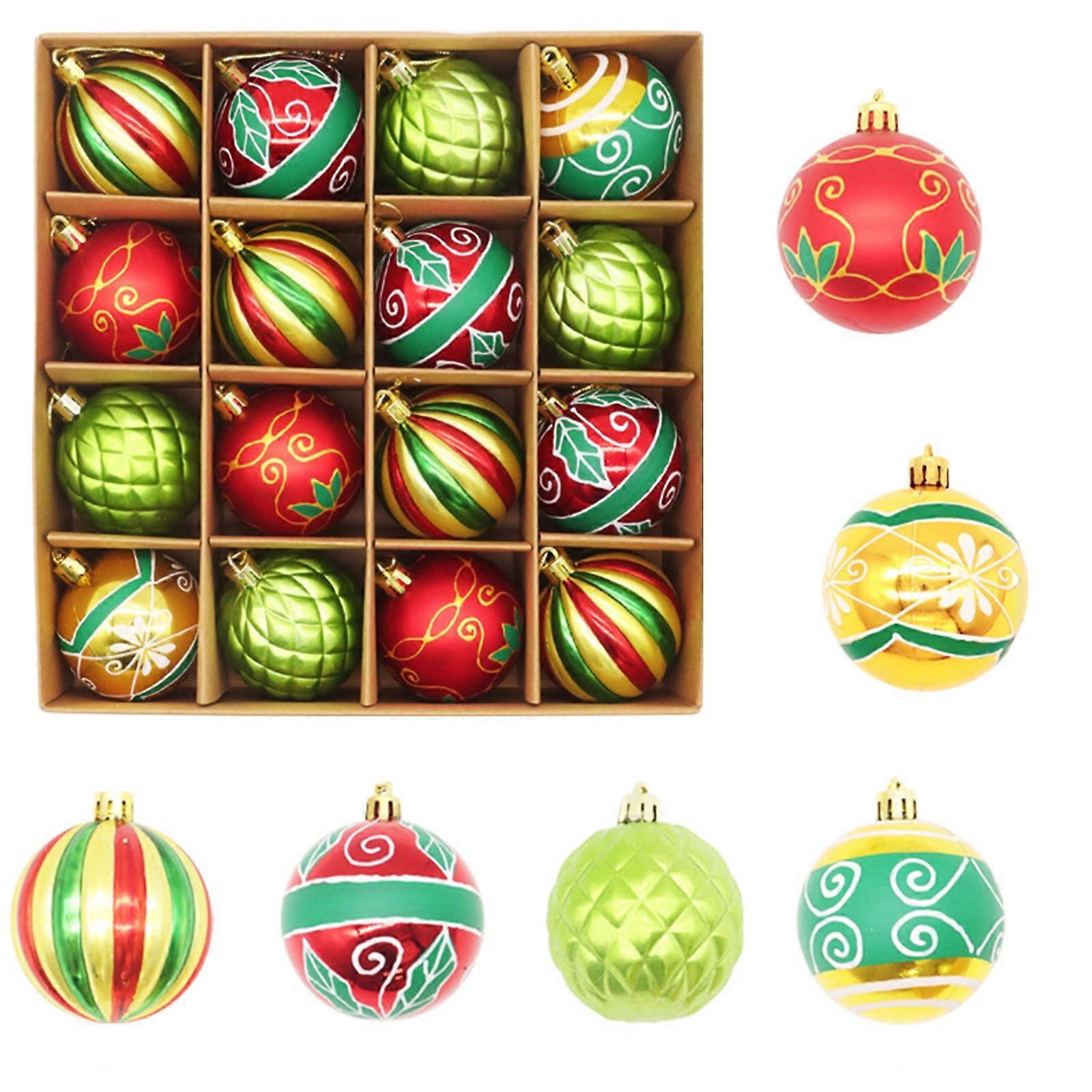 20pcs 2.4 In Sparkling Red And Green Christmas Balls For Christmas Tree Decorations And Holiday Parties