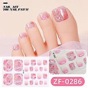 Girly Pink 3D Diamond Toenail Stickers, Waterproof Colored Flower Toe Nail Art Stickers with Nail File and Bare Piece