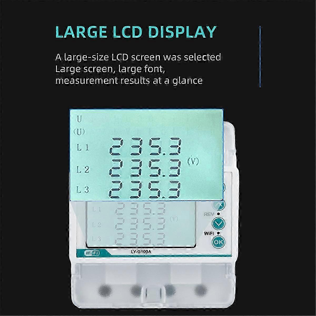 3 Phase 4 Wire 100A Tuya WiFi Smart Bi-Directional Energy Power KWh Meter over Under Voltage Protect