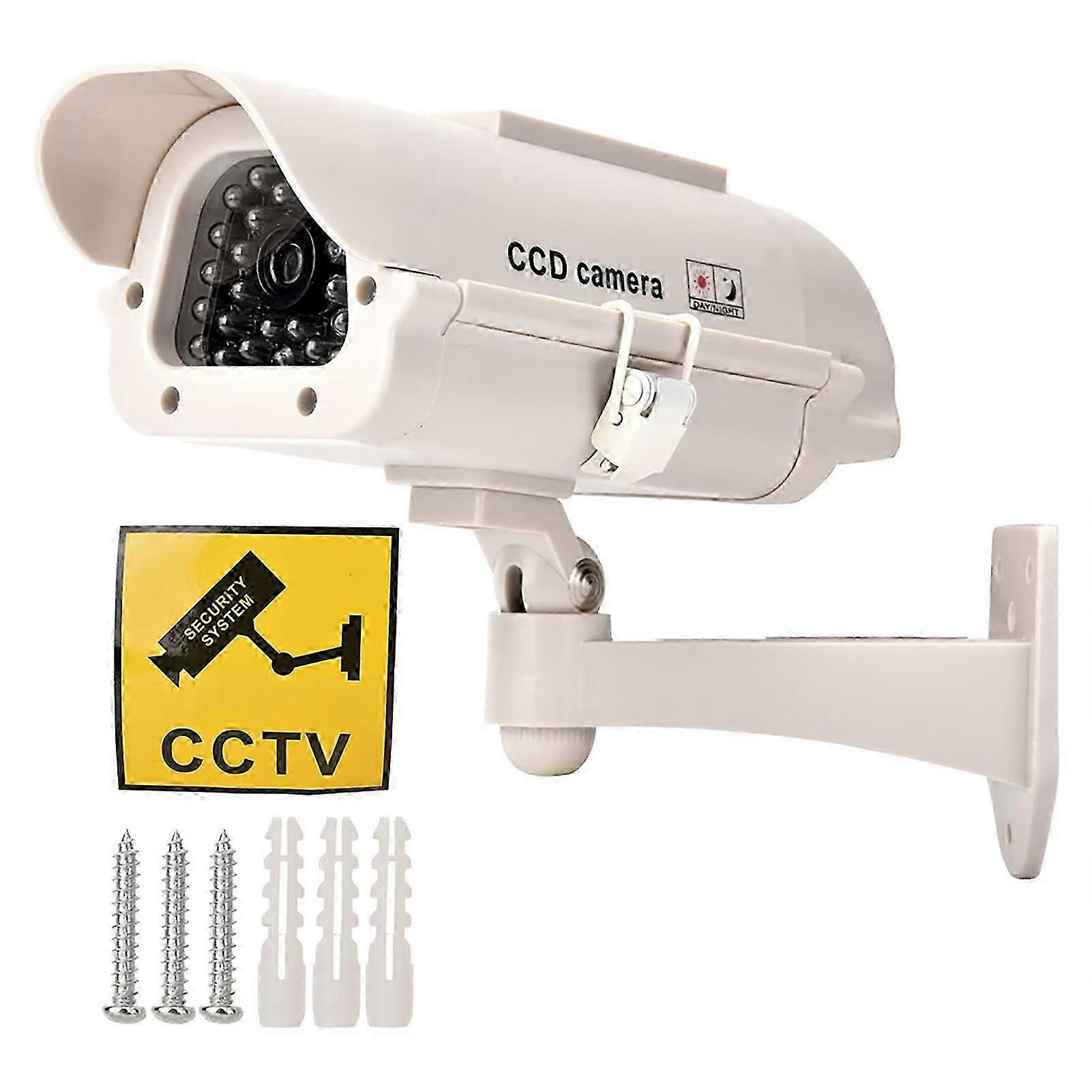 Solar Powered Dummy Security Camera, Dummy Fake Security Camera with Flash LED, Fake TV Security Monitor for Home Office 26s