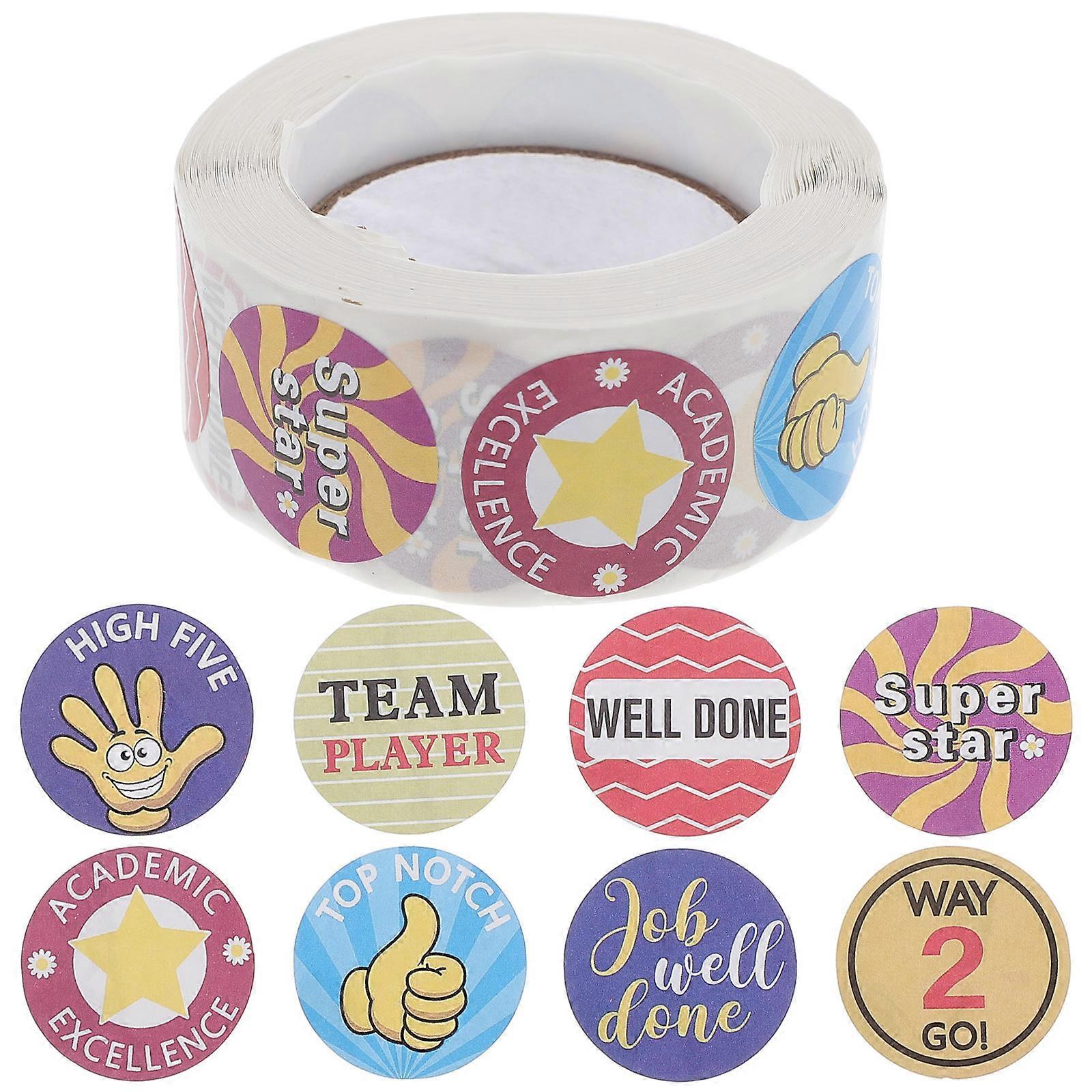 Assorted Color Reward Stickers Paper for Teacher Use 1 Roll Cartoon Design