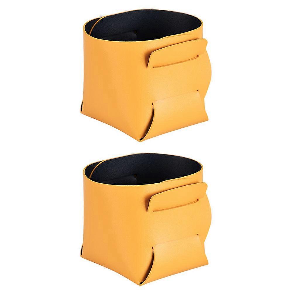 Multi-Functional Storage Boxes For Home Use 10X10CM Orange PU Baskets With Removable Design 4Pcs