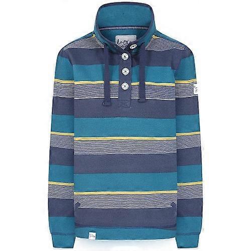 Lazy Jacks Womens/Ladies Contrast Striped Pique Button Neck Sweatshirt