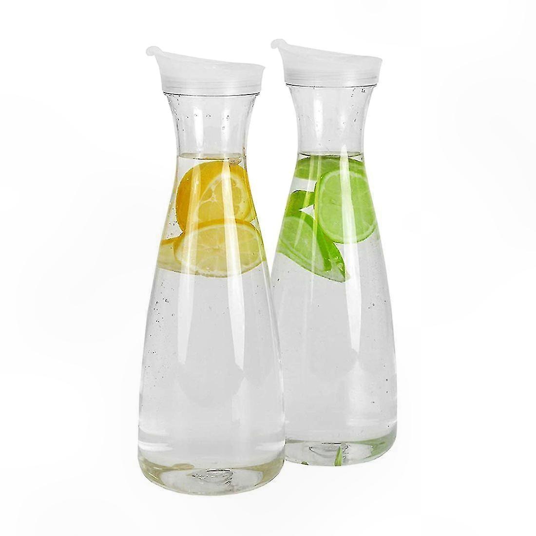 2-Pack 0.6L Eco-Friendly Plastic Pitchers with White Lid, Durable & Shatterproof for Everyday Use