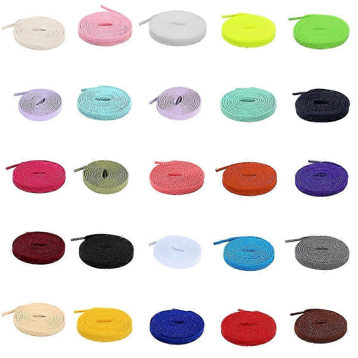 25 Pairs of Flat Shoelaces for Sneakers, 30"-72" Lengths, 25 Colors, 9 Sizes Including 39 Inch (100cm)