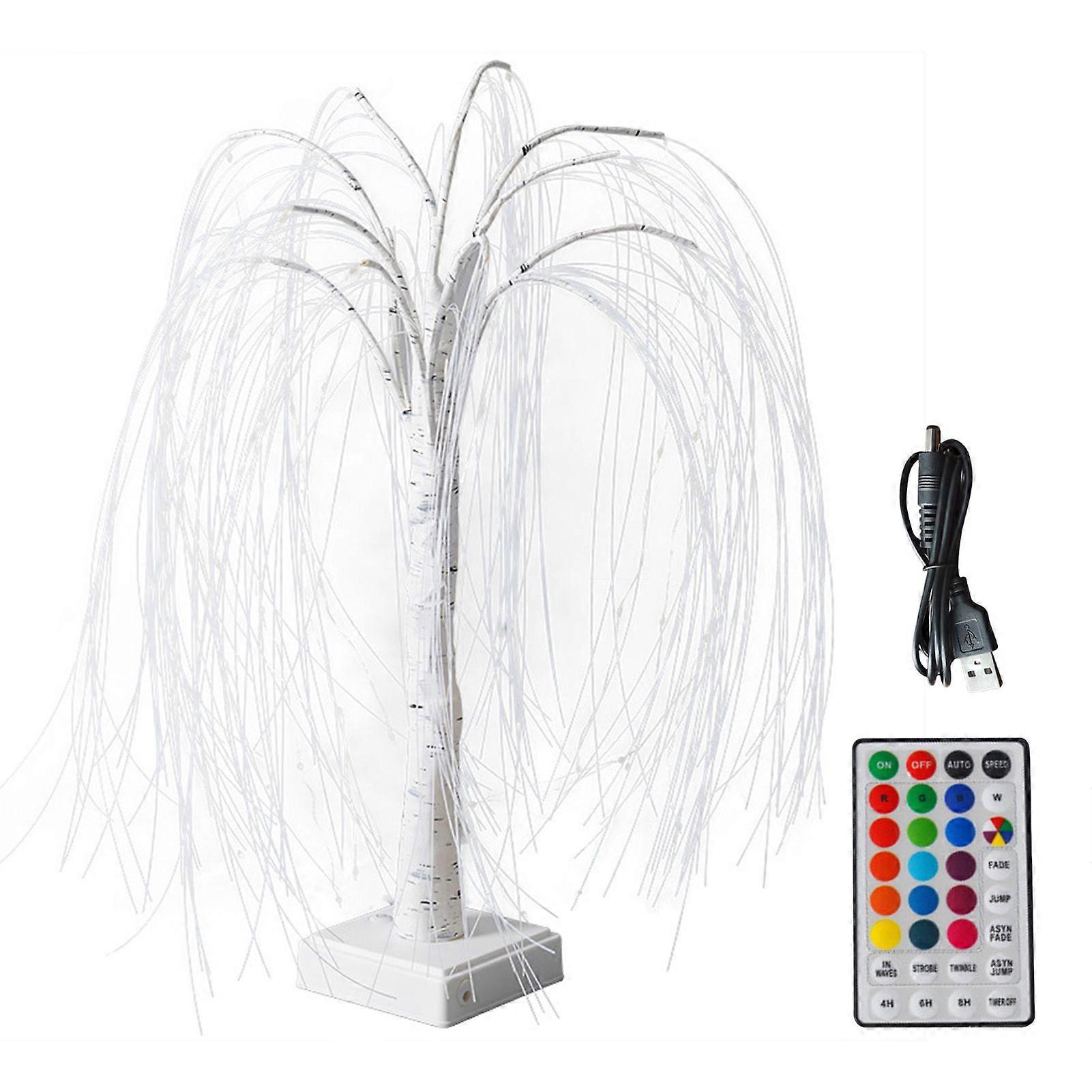 Indoor LED Tree Light with Remote Control Soft Glow Realistic Looking USB/Battery Operated RGB Tree Light Bedside Lamp Decor