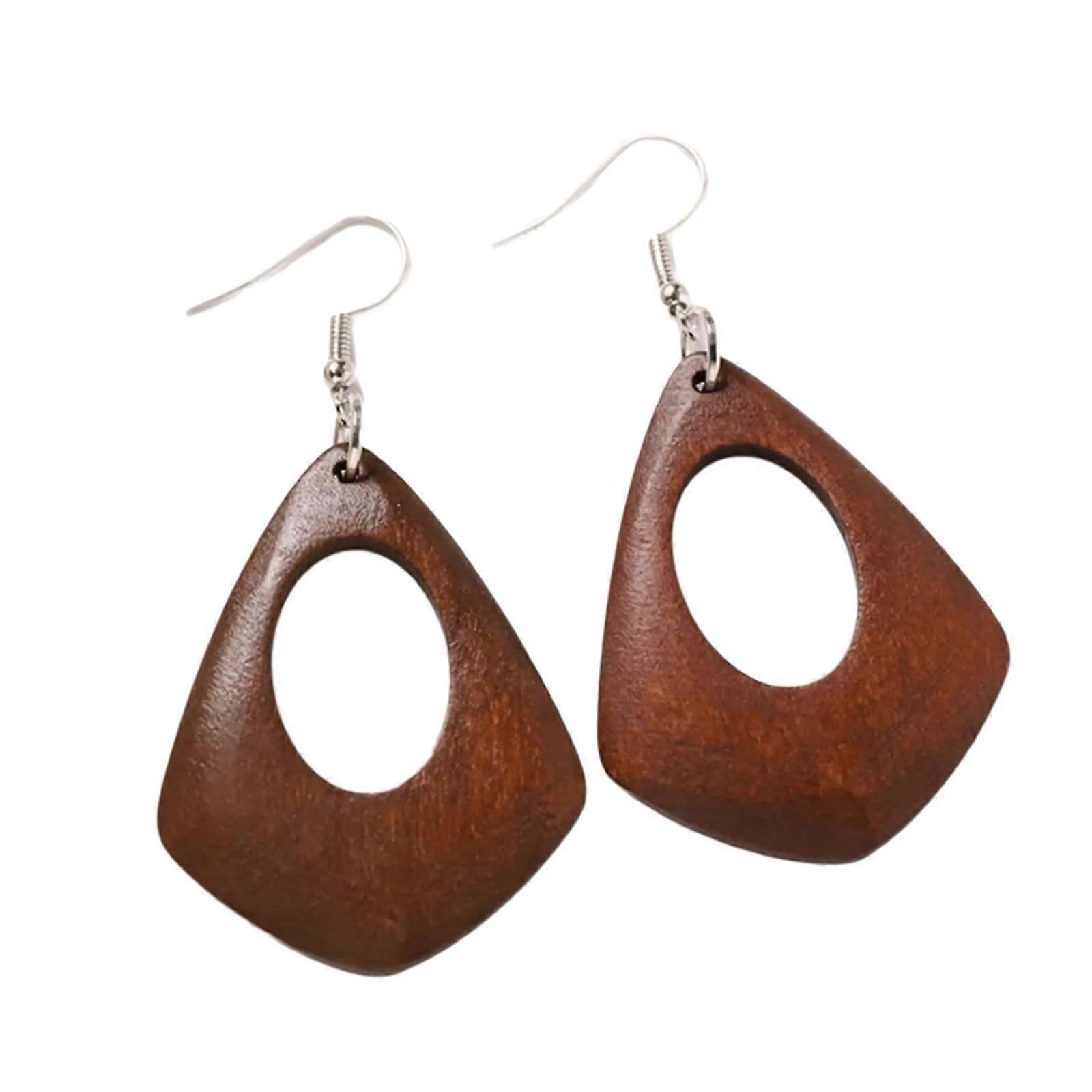 Vintage Long Wooden Earrings Comfortable Stylish Design for Womens