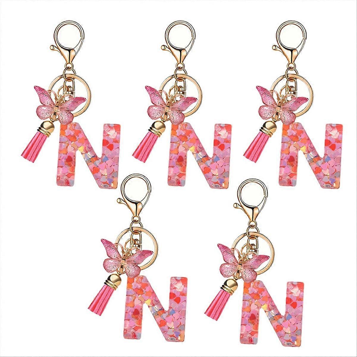 N style letter keychain cute initial letter keychain handle pendant