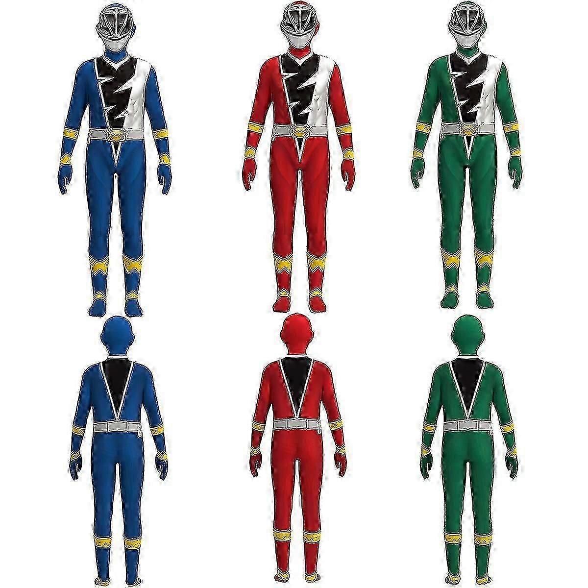 Power Rangers Dino Fury Cosplay Costume For Children Tri-color Optional Jumpsuit