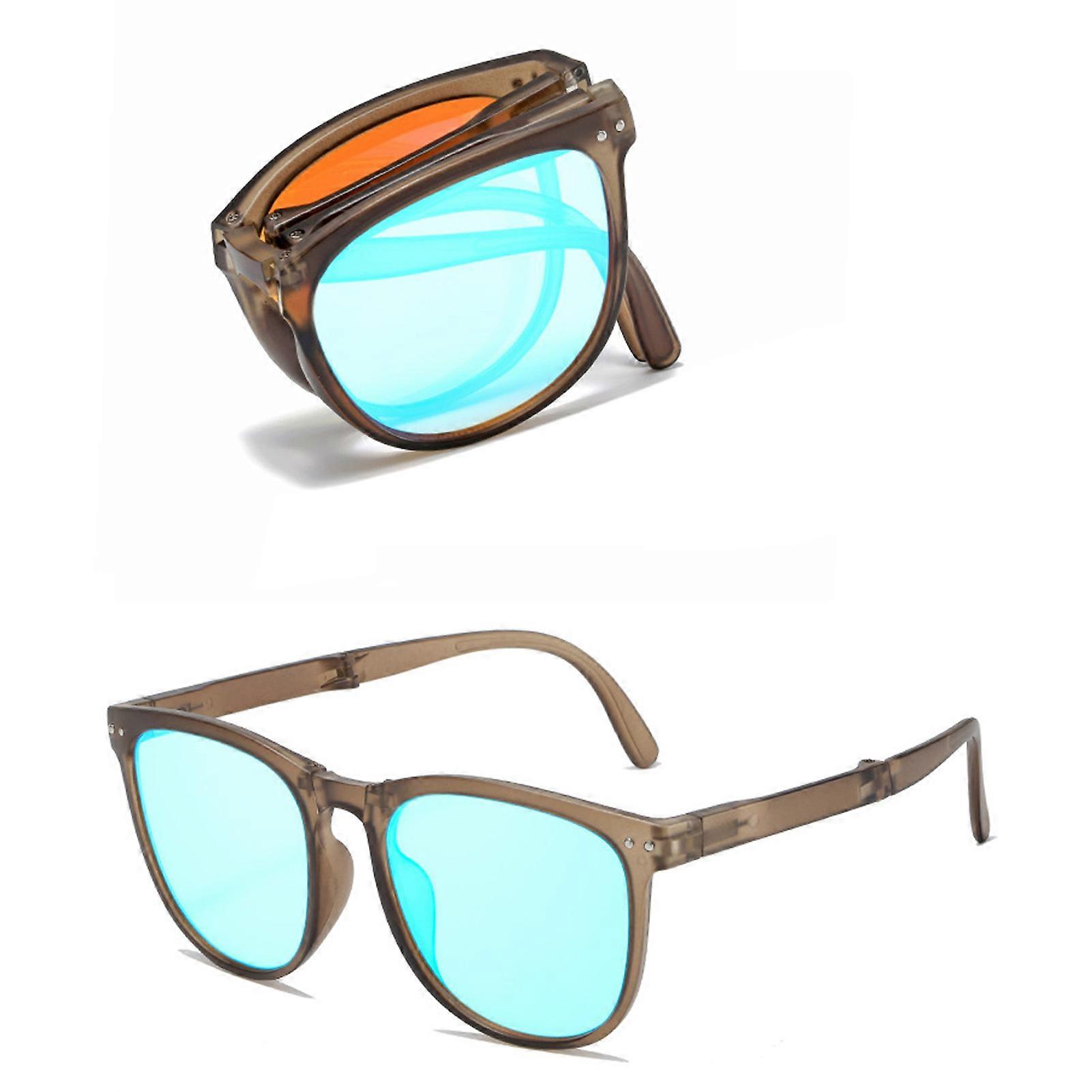 Color Blind Glasses Foldable Portable Coffee Frame Color Correction Glasses for Red Green Colorblindness 
