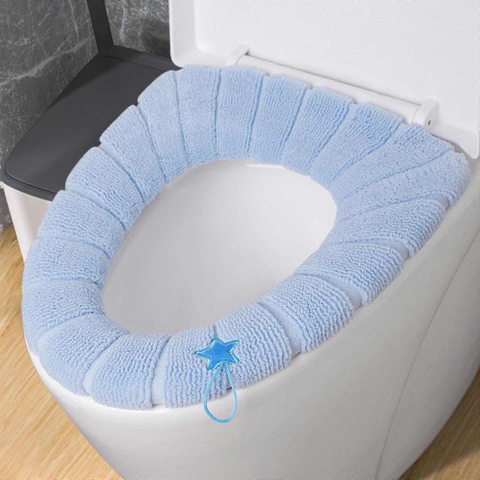 Soft Stretchable Toilet Seat Cover Pad with Hanging Loop, Compatible with Most Seats, Washable & Easy to Install