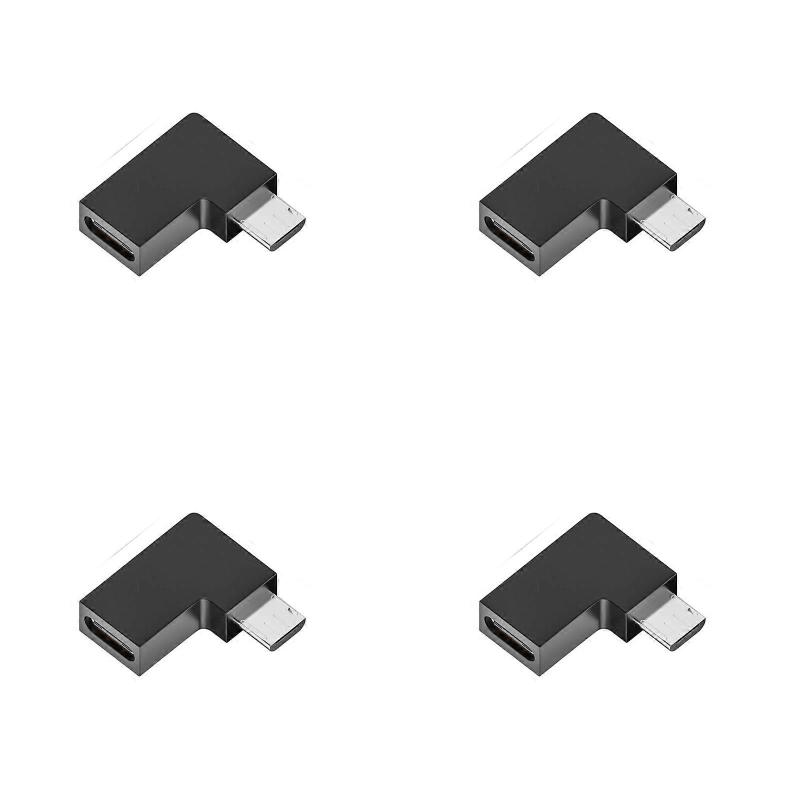Set of 4 USB C to USB 90 Degree Angled Adapter Fast Charging 2A 480Mbps Data Transfer Converter Metal ABS Texture Multicolor