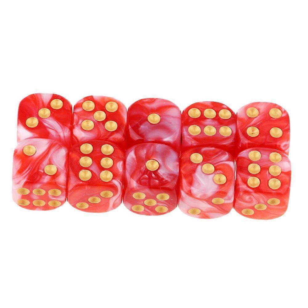 Sided Gaming Dice 16mm Dice for Board Games and Math Education Red+White