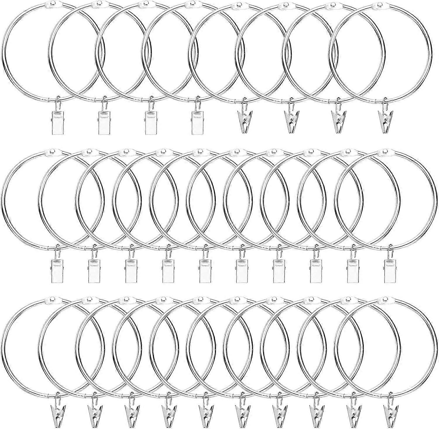 28 Pack Curtain Rings with Clips, 3" Interior Diameter