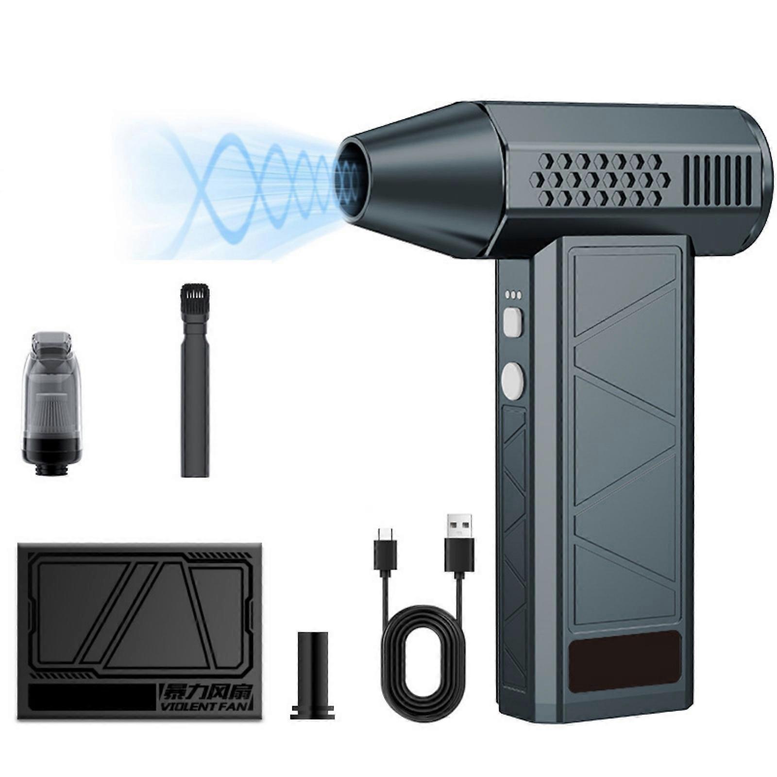 Multiple Purpose Air Duster Tool 3 Level Wind Control 130000RPM Brushless Motor USB Charging For Home Office Car Use  grey