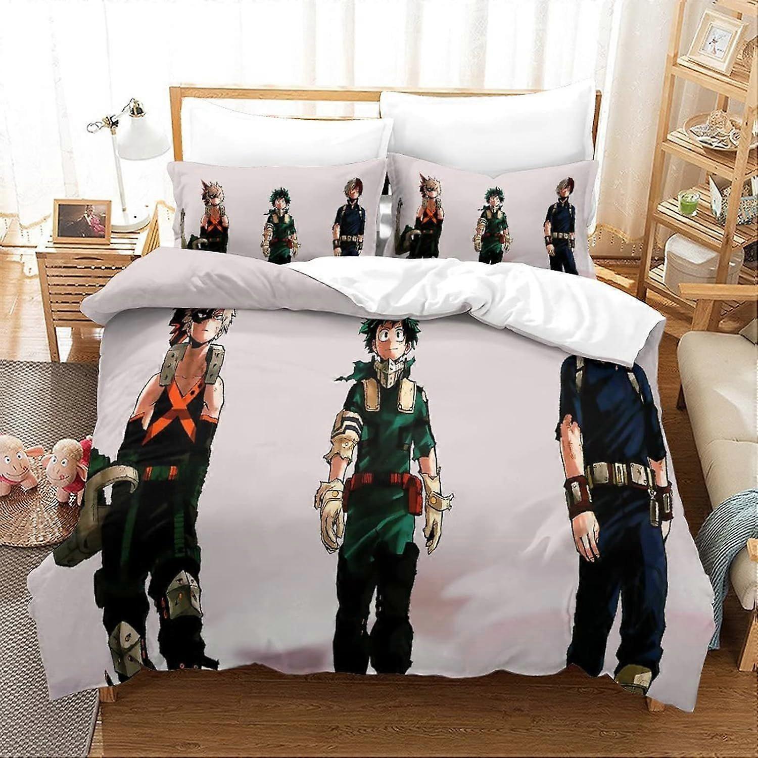 My Hero Academia Edredom Capa Cartoon Home Textile Menino Peças de Cama Capa De Colcha E Capas De Travesseiro Soft Fade Resistente Respirável Edredom Impresso 3D Cov