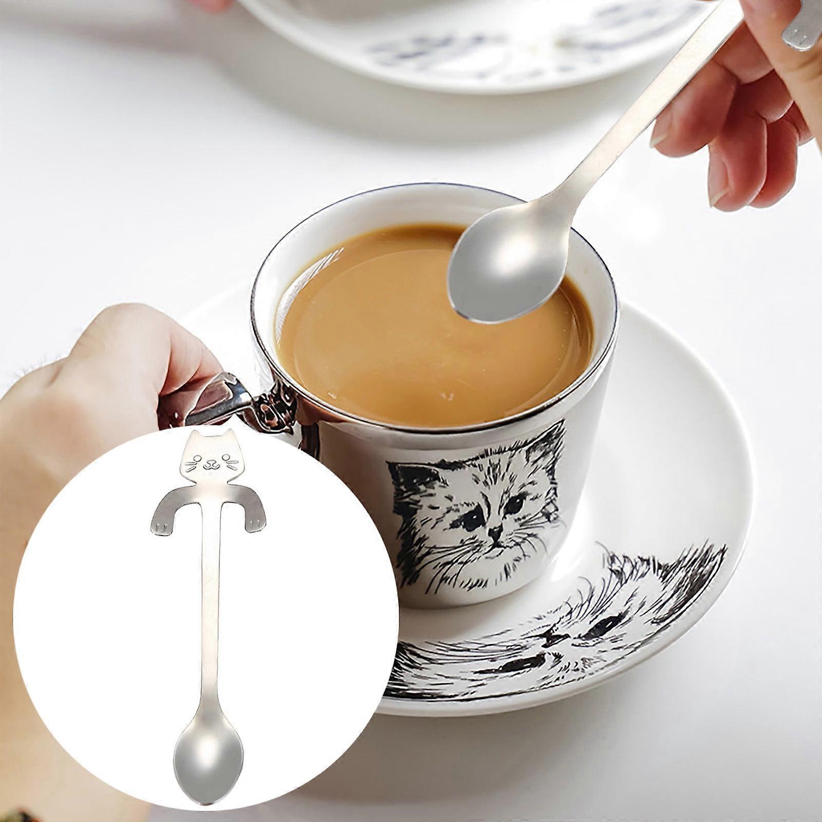 Federra Cat Spoon Short Handle Spoons Flatware Coffee Drinking Tools Kitchen Gadge