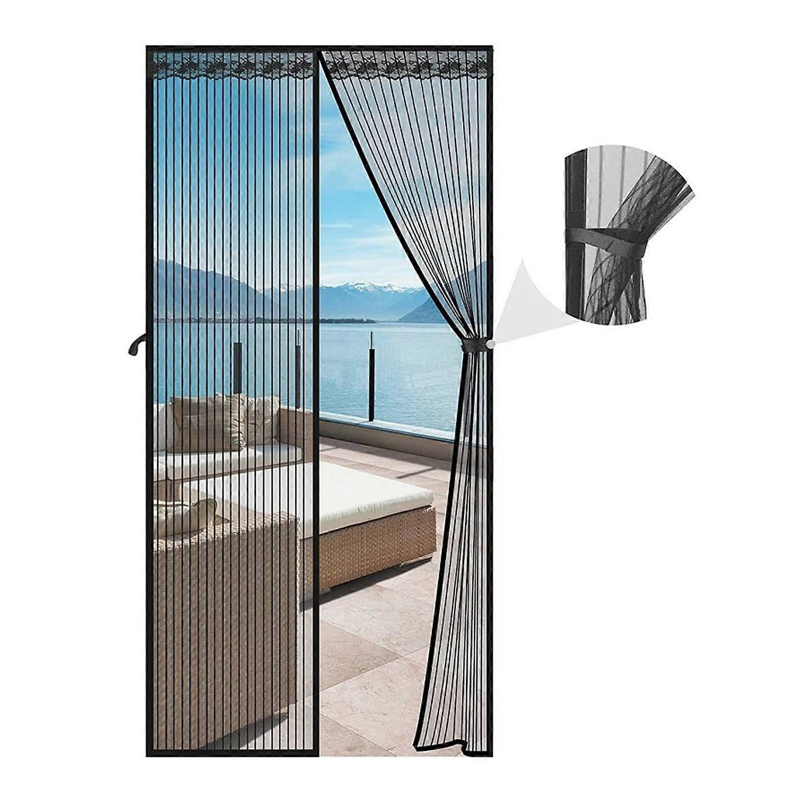 Magnetic Screen Door Grid 90 x 210 cm - Mesh door curtain with closure, - Pet and child friendly - Keeps bugs out and lets breeze in