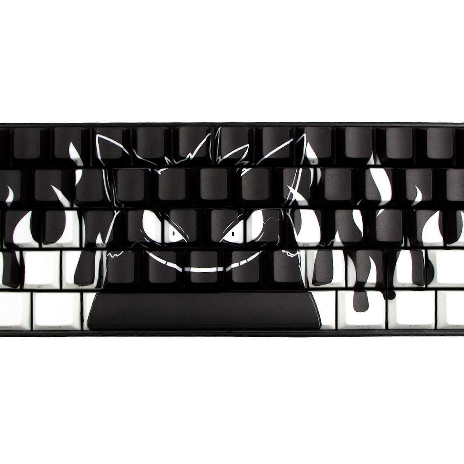 140/74Key Keycaps Customs Pokemons Gengar Theme Keycap Set Side Print Backlit Key Keycaps for 60/74 Mechanical Keyboards Multicolor