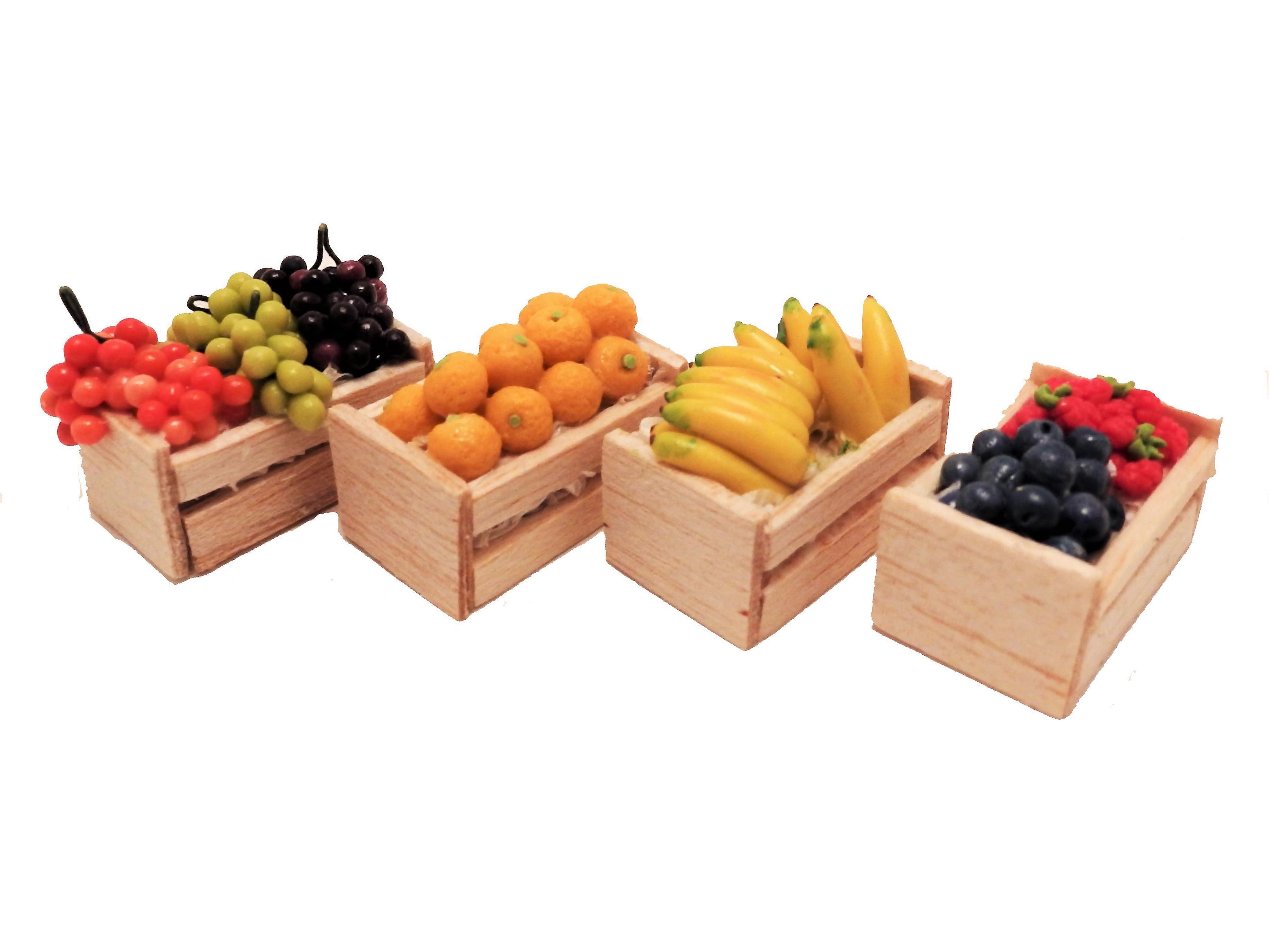 Dolls House Crates Of Fruit Greengrocers Boxes Store Shop Accessory