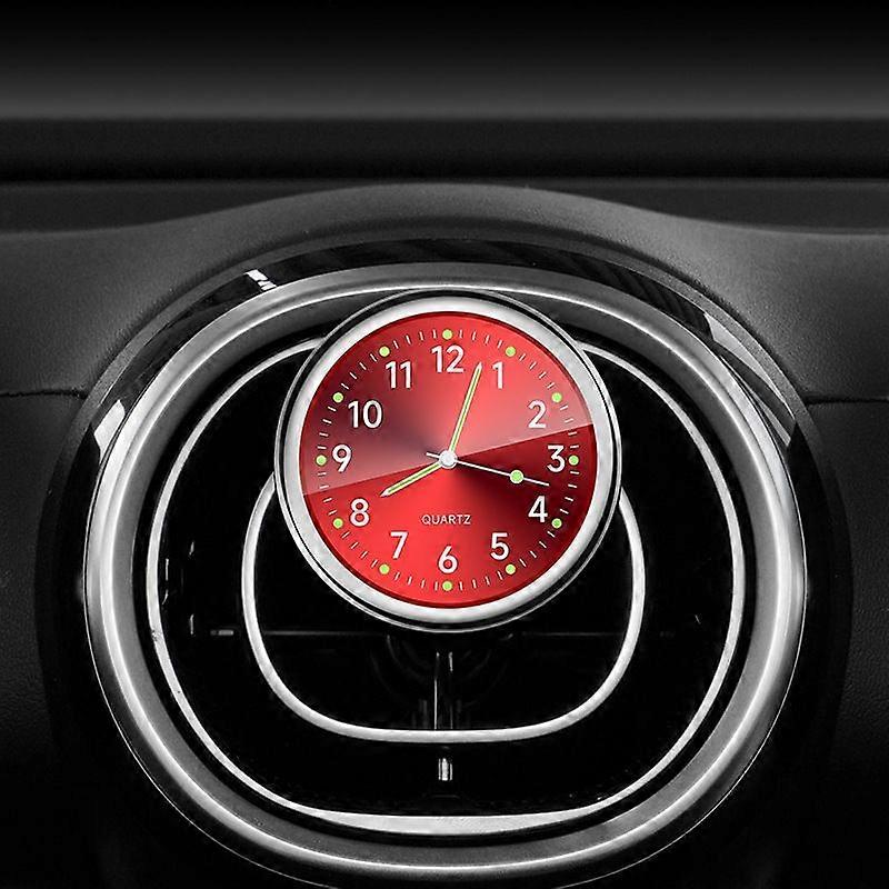 Car Digital Electronic Quartz Luminous Clock Ruby Red+Air Outlet Clip