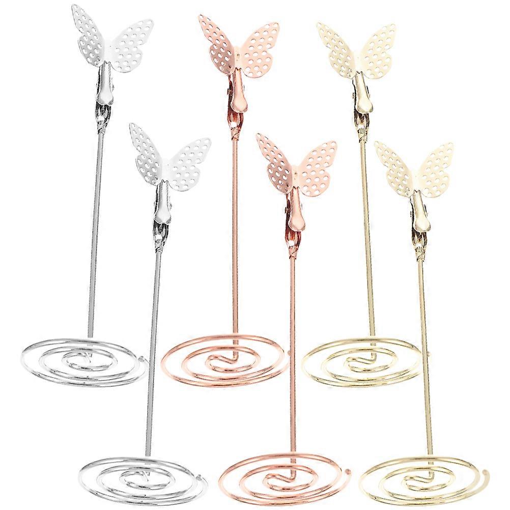 6pcs Table Numéro Titulaire Nom Place Porte-Carte Papillon Menu Mémo Clips pour Mariage