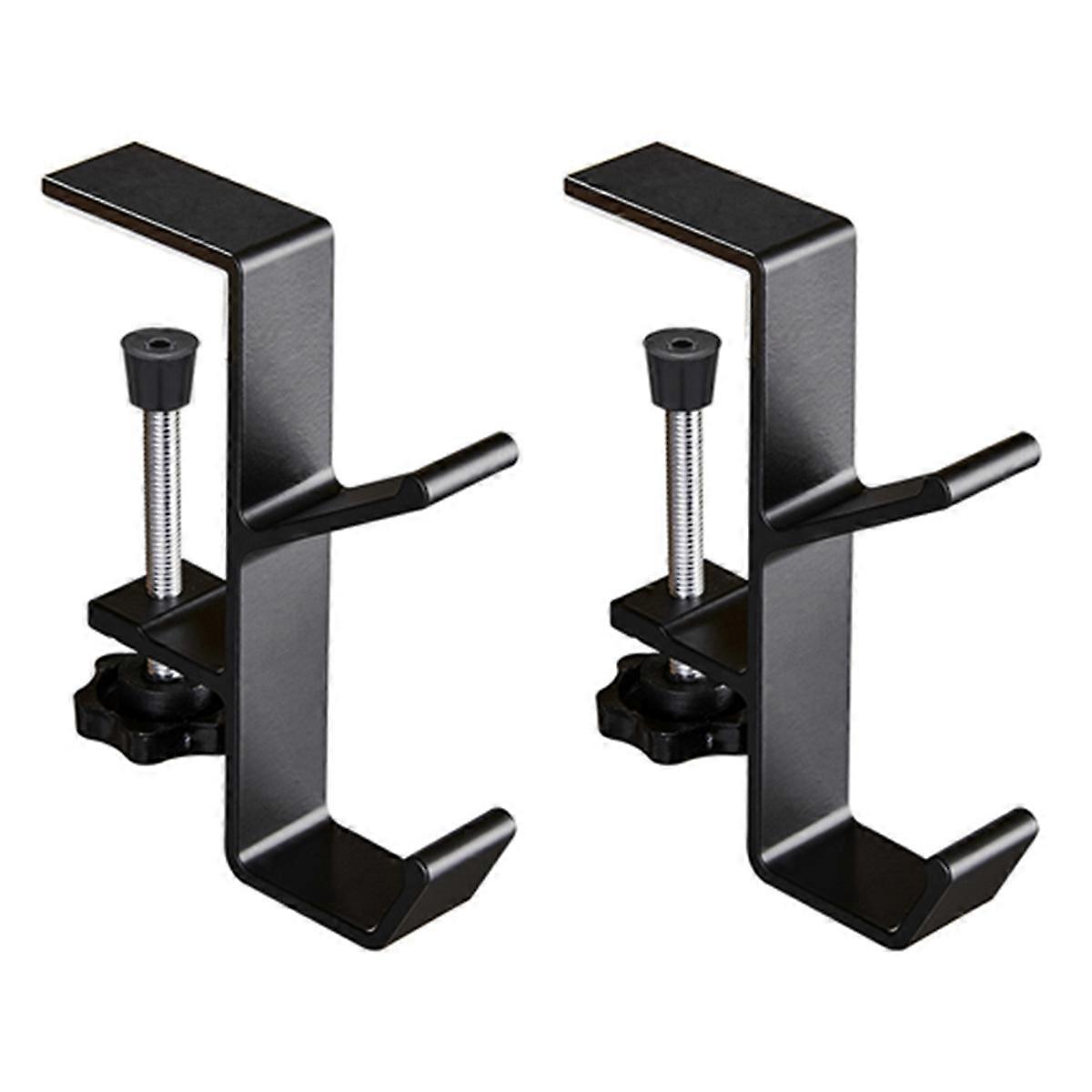 2pc Adjustable Desk Edge Hook Gaming Headset Desk Hanger Black