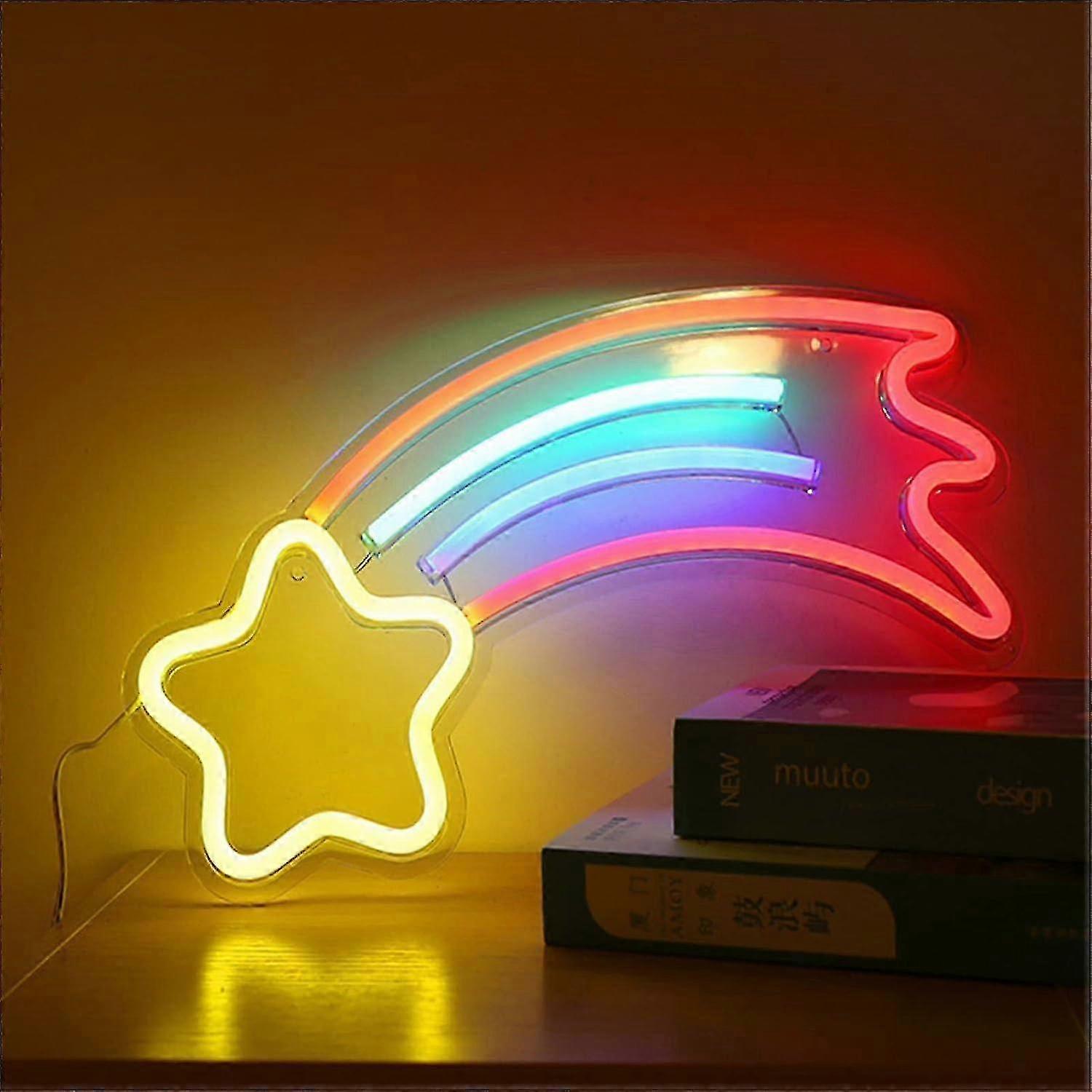m Acrylic LED Neon Sign with Backlit 'Meteor' Neon Light, USBPowered