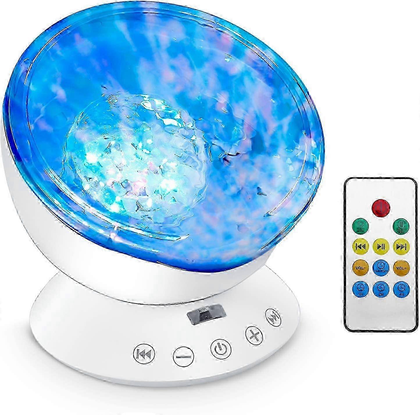 Ocean Wave Projector, 12 LED Night Light Lamp with Adjustable Lightness Remote Control Timer 8 Lighting Modes Music Speaker Light Nigh