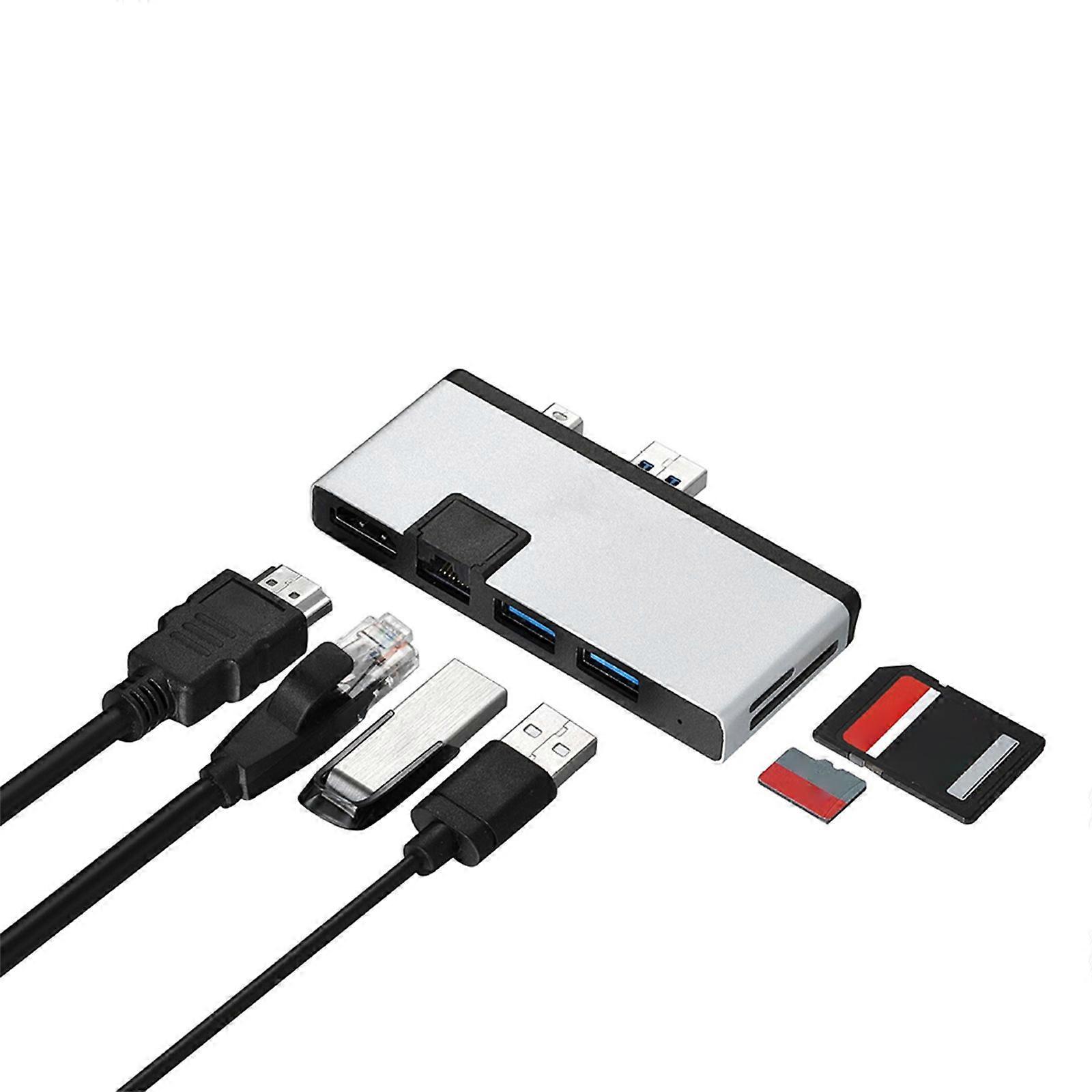 Docking Station 6 in 1 USB Hub with 4K Card Reader USB 3.0 RJ45 Port Specifically Expansion Hub for Laptop Multicolor