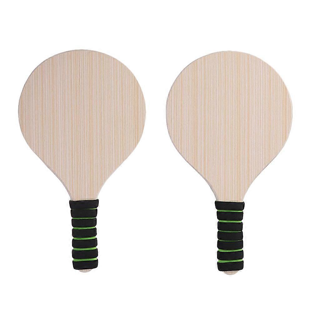 Wood Beach Racket for Playing Use Healthy Paddle Coordination 2 Pieces Khaki 18.9 Inches